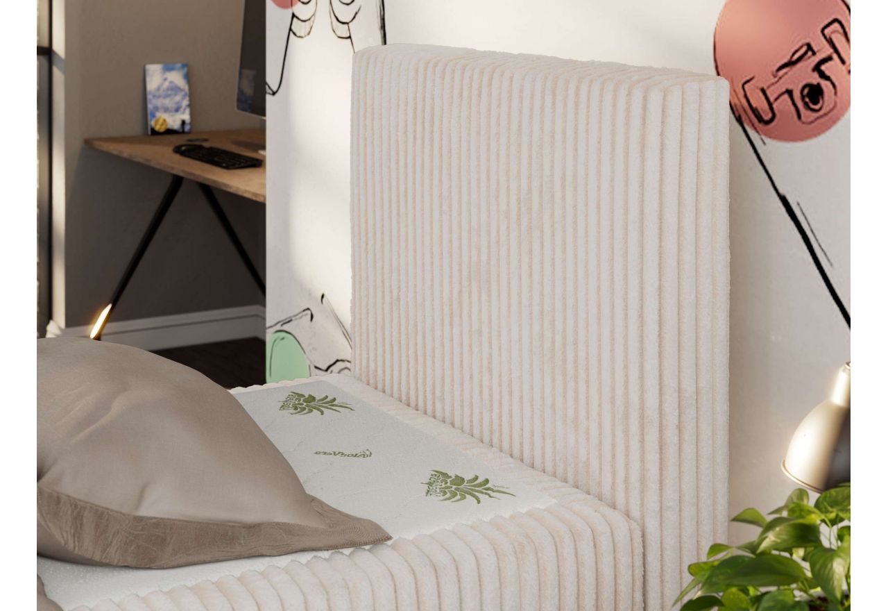 Łóżko kontynentalne TILIO DUO 90x200 - H3 - beżowy, sztruks - strona prawa