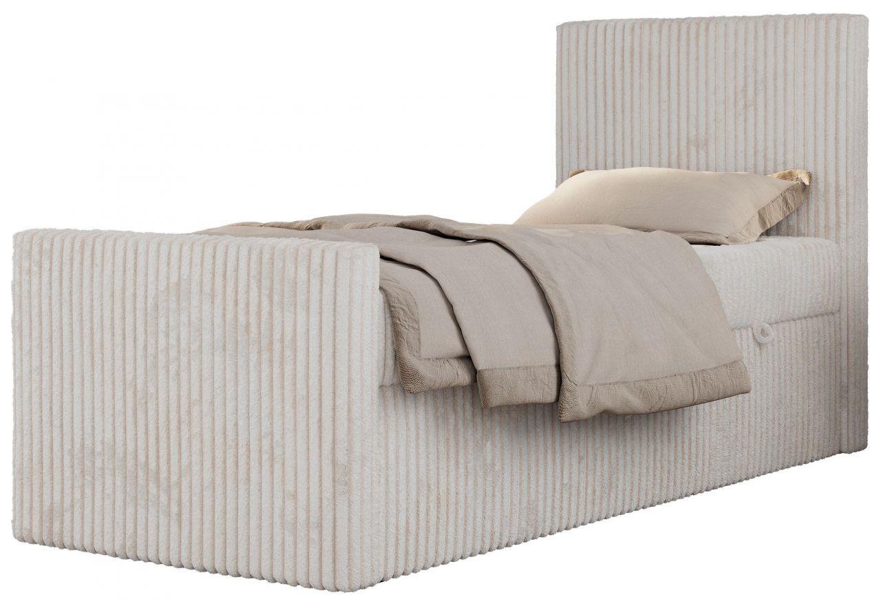 Łóżko kontynentalne TILIO DUO 90x200 - H3 - beżowy, sztruks - strona prawa