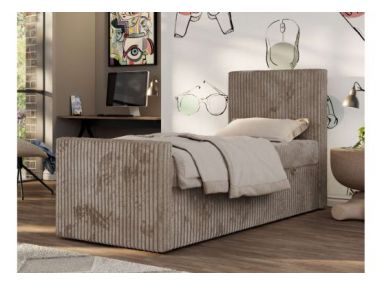 Łóżko kontynentalne TILIO DUO 90x200 - H3 - jasnobrązowy, sztruks - strona prawa