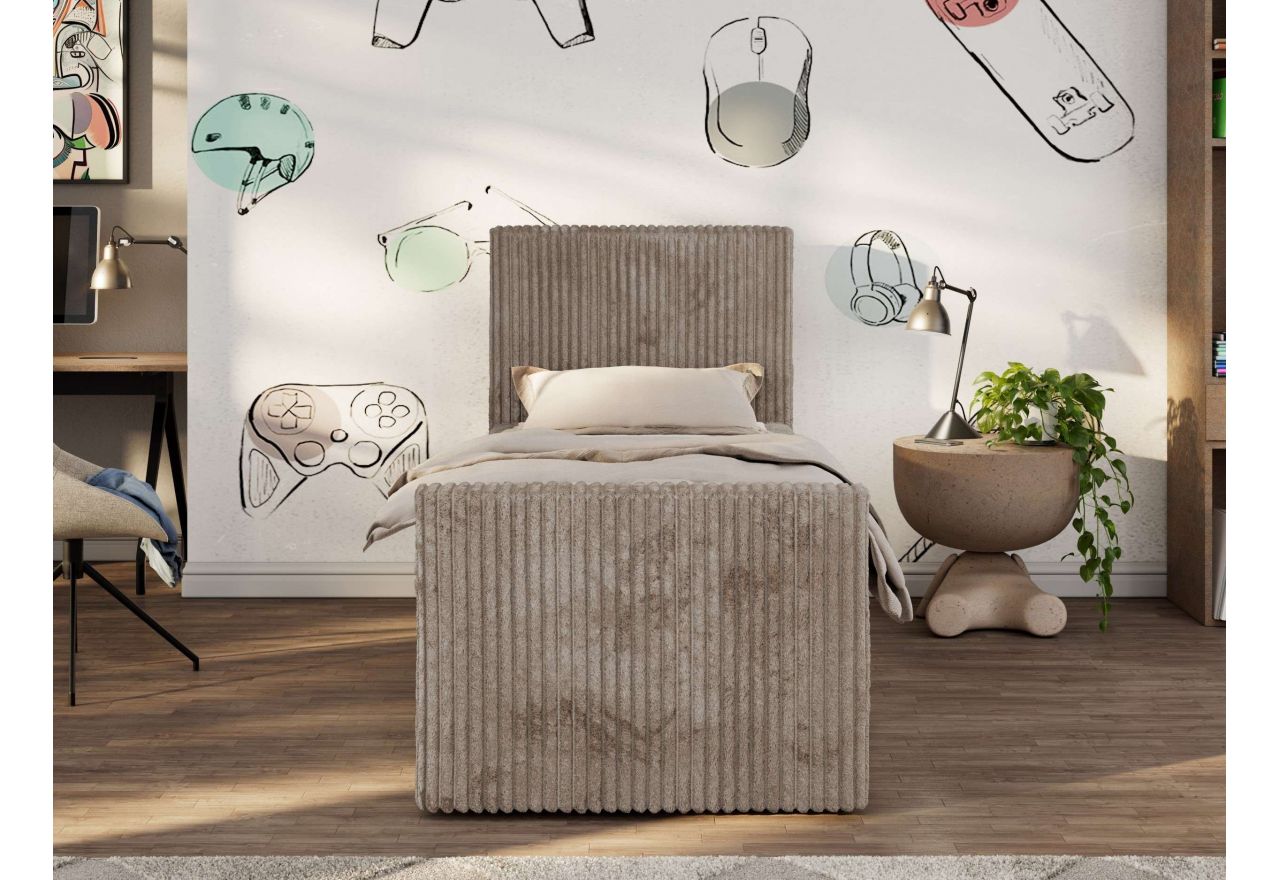 Łóżko kontynentalne TILIO DUO 90x200 - H3 - jasnobrązowy, sztruks - strona prawa