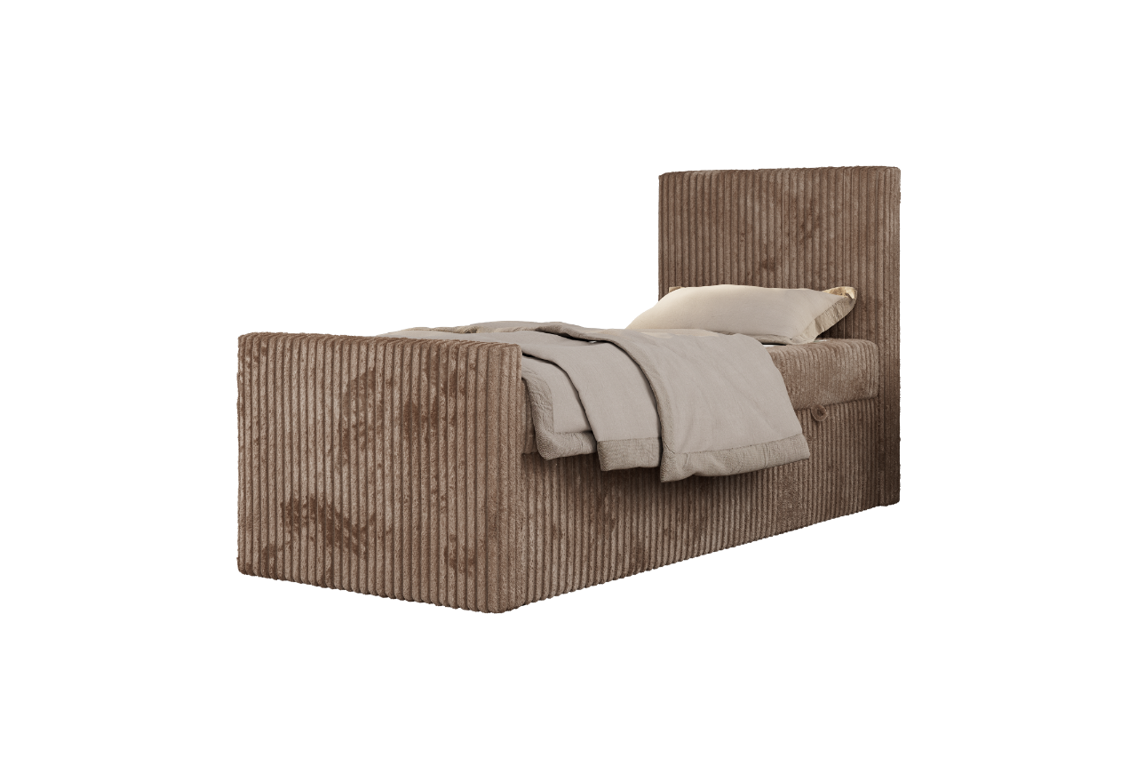 Łóżko kontynentalne TILIO DUO 90x200 - H3 - brązowy, sztruks - strona prawa