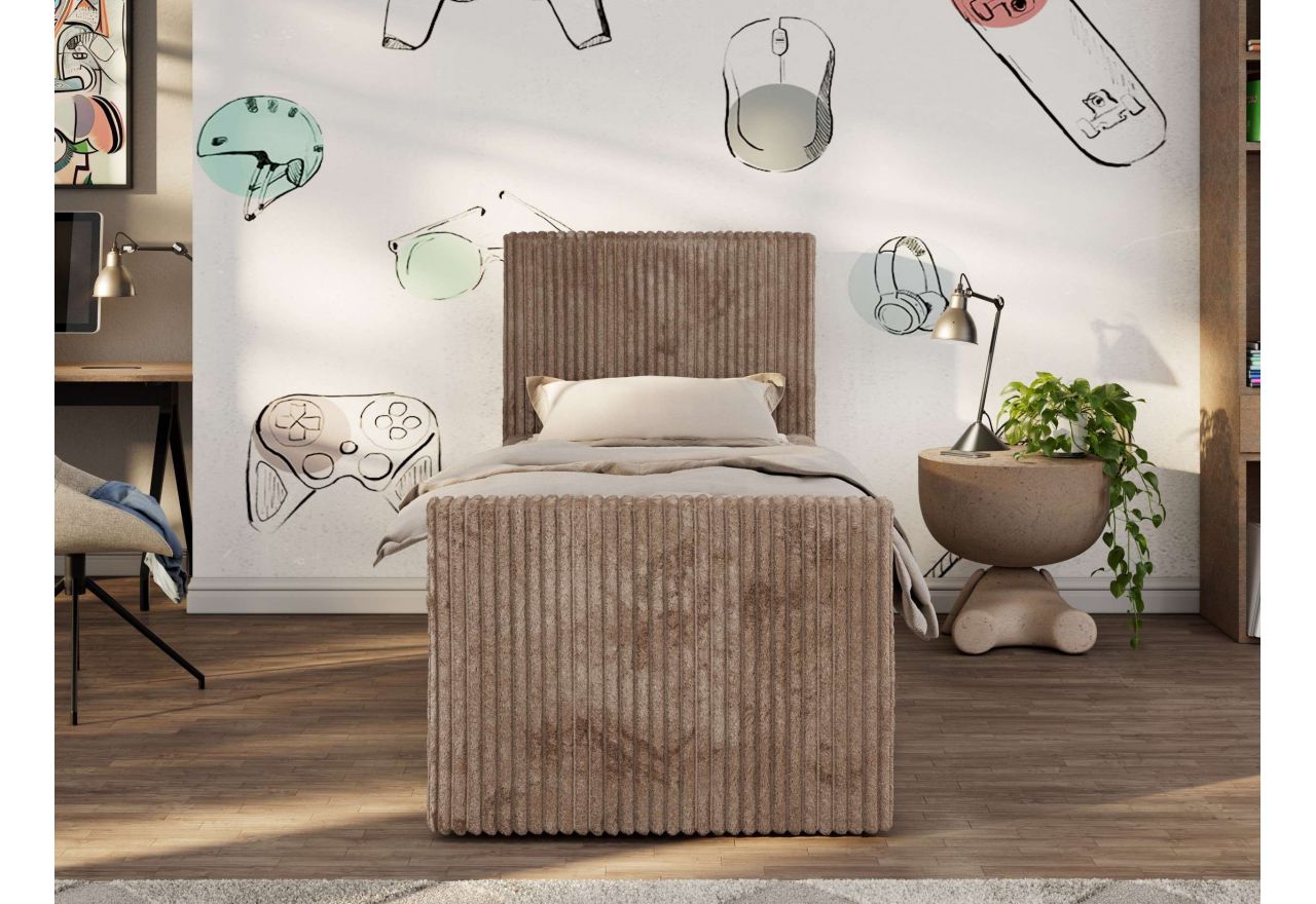 Łóżko kontynentalne TILIO DUO 90x200 - H3 - brązowy, sztruks - strona prawa