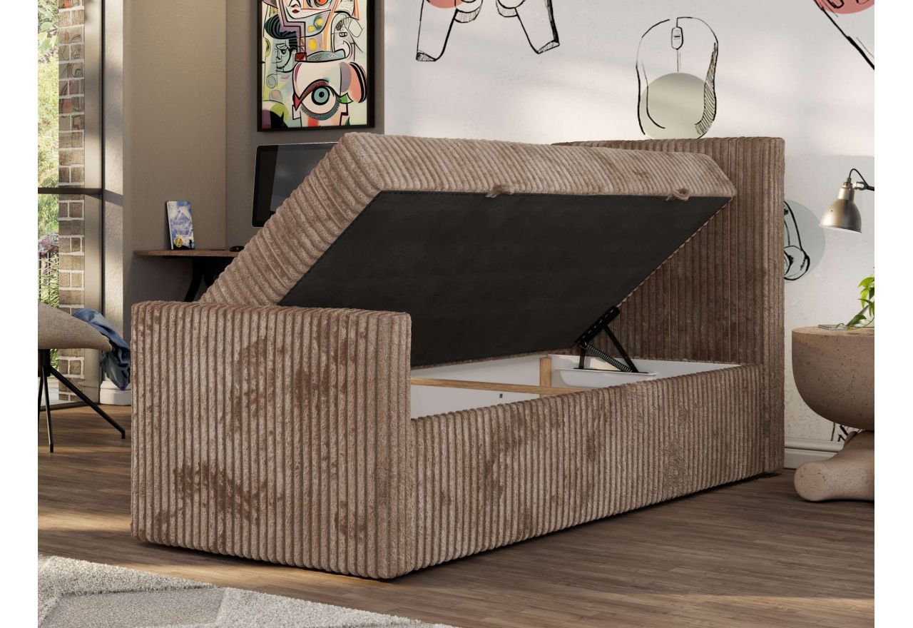 Łóżko kontynentalne TILIO DUO 90x200 - H3 - brązowy, sztruks - strona prawa