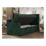 Łóżko kontynentalne TILIO DUO 90x200 - H3 - ciemnozielony, sztruks - strona prawa