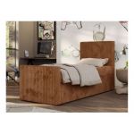 Łóżko kontynentalne TILIO DUO 90x200 - H3 - pomarańczowy, sztruks - strona prawa