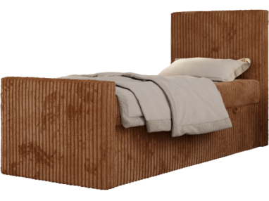 Łóżko kontynentalne TILIO DUO 90x200 - H3 - pomarańczowy, sztruks - strona prawa