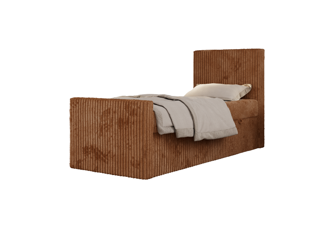 Łóżko kontynentalne TILIO DUO 90x200 - H3 - pomarańczowy, sztruks - strona prawa