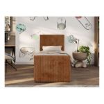 Łóżko kontynentalne TILIO DUO 90x200 - H3 - pomarańczowy, sztruks - strona prawa