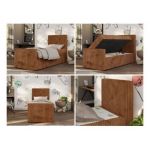 Łóżko kontynentalne TILIO DUO 90x200 - H3 - pomarańczowy, sztruks - strona prawa