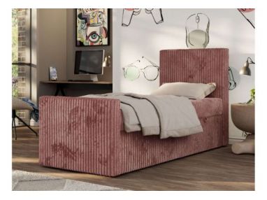 Łóżko kontynentalne TILIO DUO 90x200 - H3 - różowy, sztruks - strona prawa