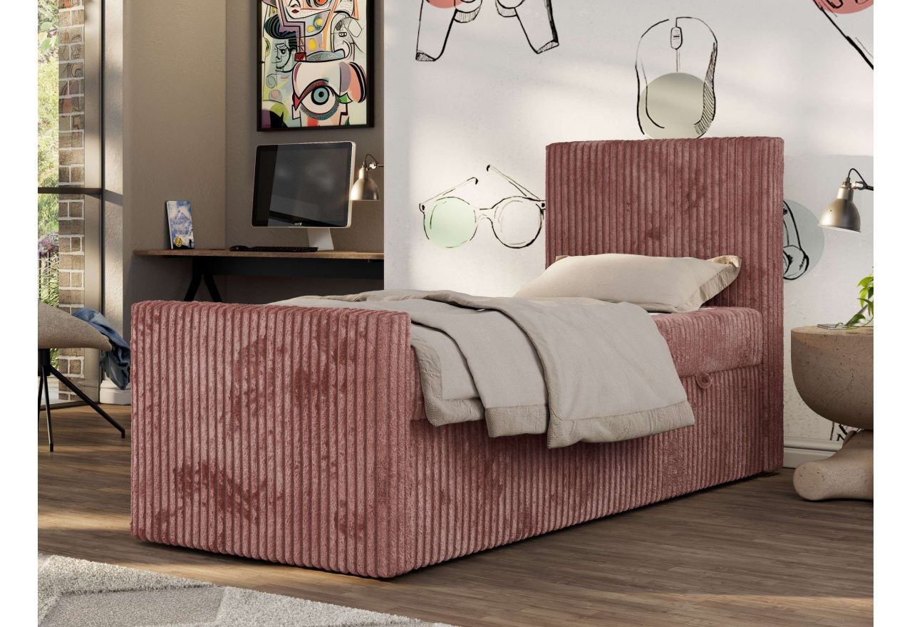 Łóżko kontynentalne TILIO DUO 90x200 - H3 - różowy, sztruks - strona prawa