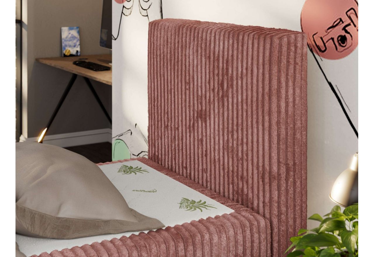 Łóżko kontynentalne TILIO DUO 90x200 - H3 - różowy, sztruks - strona prawa