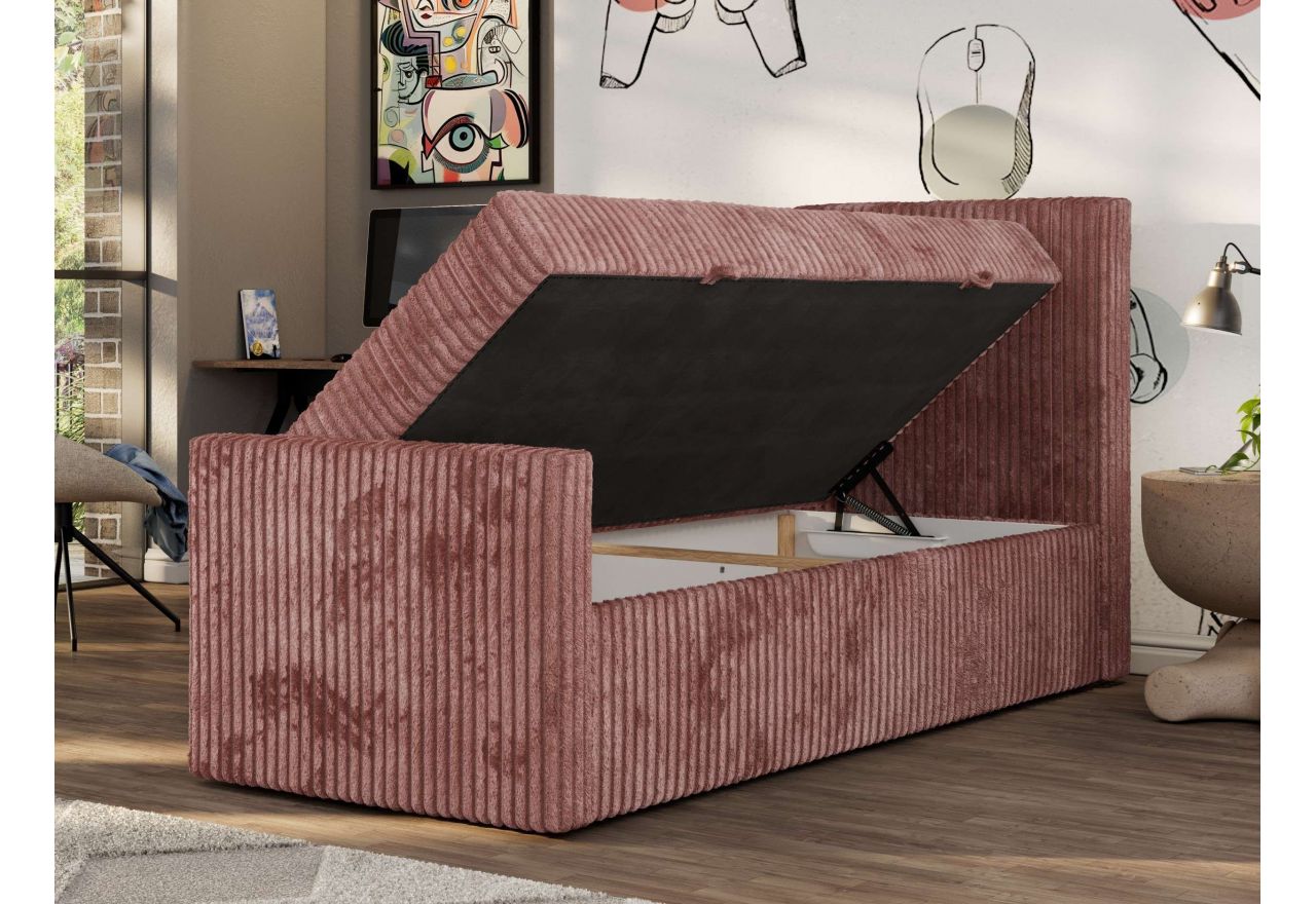 Łóżko kontynentalne TILIO DUO 90x200 - H3 - różowy, sztruks - strona prawa