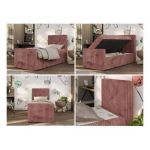 Łóżko kontynentalne TILIO DUO 90x200 - H3 - różowy, sztruks - strona prawa