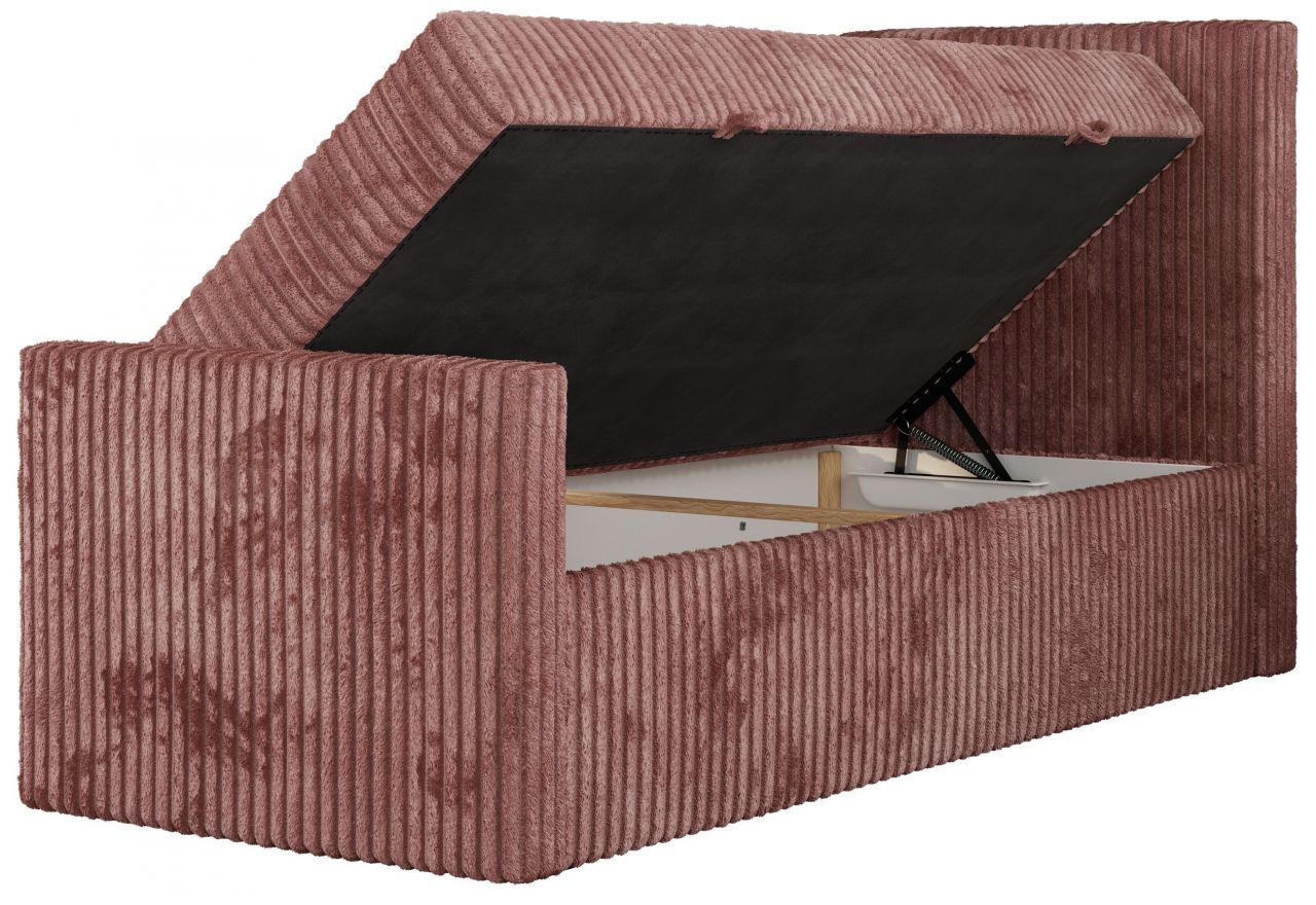 Łóżko kontynentalne TILIO DUO 90x200 - H3 - różowy, sztruks - strona prawa