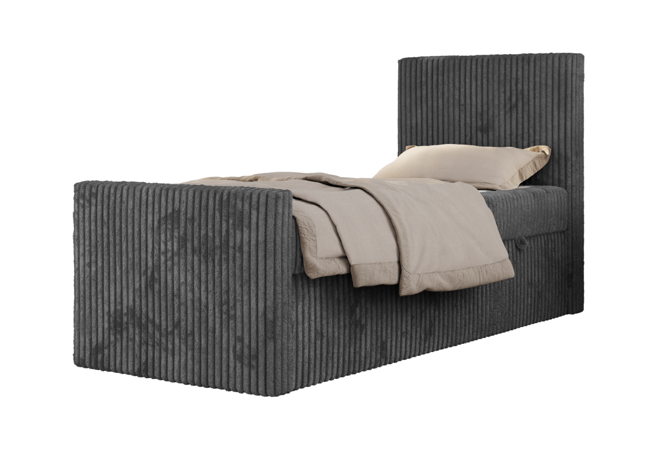 Łóżko kontynentalne TILIO DUO 90x200 - H3 - ciemnoszary, sztruks - strona prawa