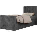 Łóżko kontynentalne TILIO DUO 90x200 - H3 - ciemnoszary, sztruks - strona prawa
