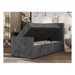 Łóżko kontynentalne TILIO DUO 90x200 - H3 - ciemnoszary, sztruks - strona prawa