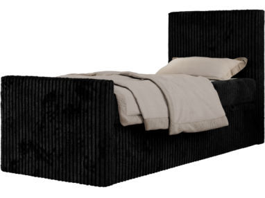 Łóżko kontynentalne TILIO DUO 90x200 - H3 - czarny, sztruks - strona prawa