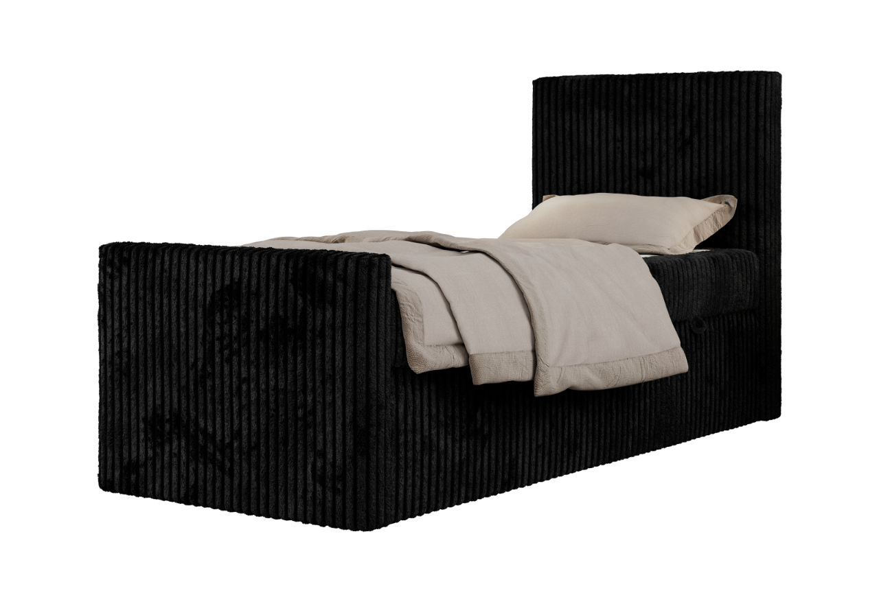 Łóżko kontynentalne TILIO DUO 90x200 - H3 - czarny, sztruks - strona prawa