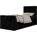Łóżko kontynentalne TILIO DUO 90x200 - H3 - czarny, sztruks - strona prawa
