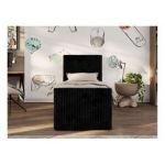 Łóżko kontynentalne TILIO DUO 90x200 - H3 - czarny, sztruks - strona prawa