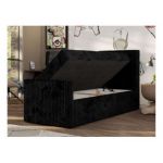 Łóżko kontynentalne TILIO DUO 90x200 - H3 - czarny, sztruks - strona prawa