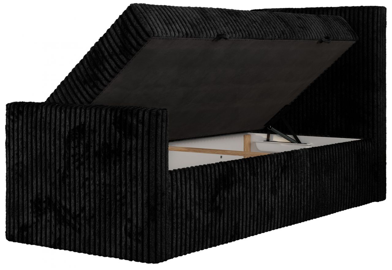 Łóżko kontynentalne TILIO DUO 90x200 - H3 - czarny, sztruks - strona prawa