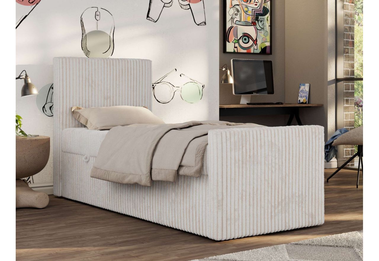 Łóżko kontynentalne TILIO DUO 90x200 - H4 - beżowy, sztruks - strona lewa