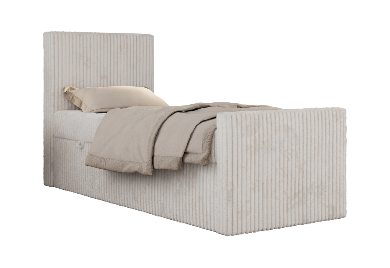 Łóżko kontynentalne TILIO DUO 90x200 - H4 - beżowy, sztruks - strona lewa