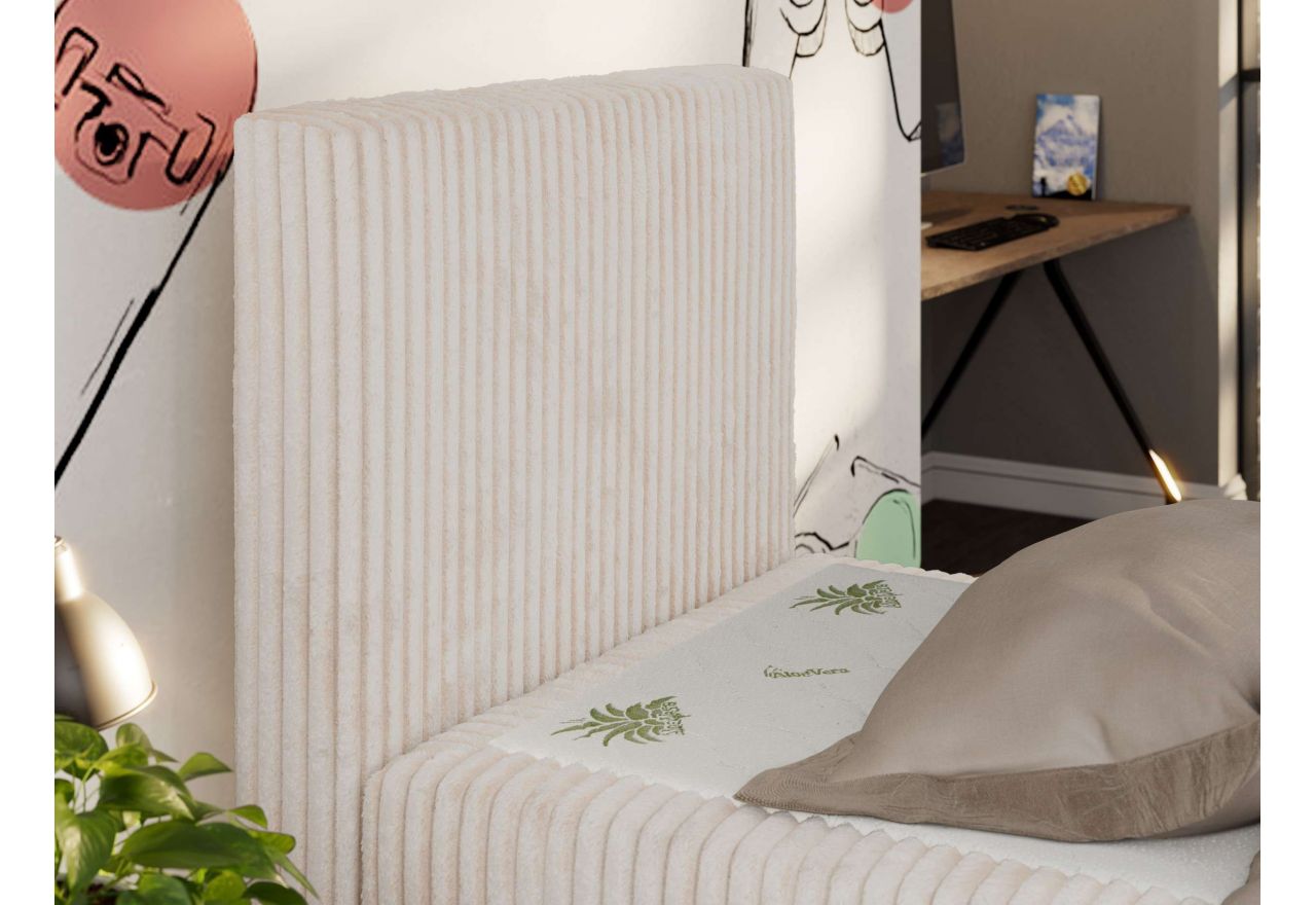 Łóżko kontynentalne TILIO DUO 90x200 - H4 - beżowy, sztruks - strona lewa