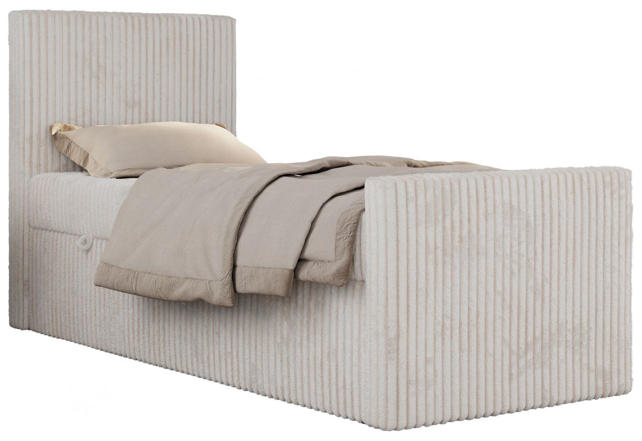 Łóżko kontynentalne TILIO DUO 90x200 - H4 - beżowy, sztruks - strona lewa