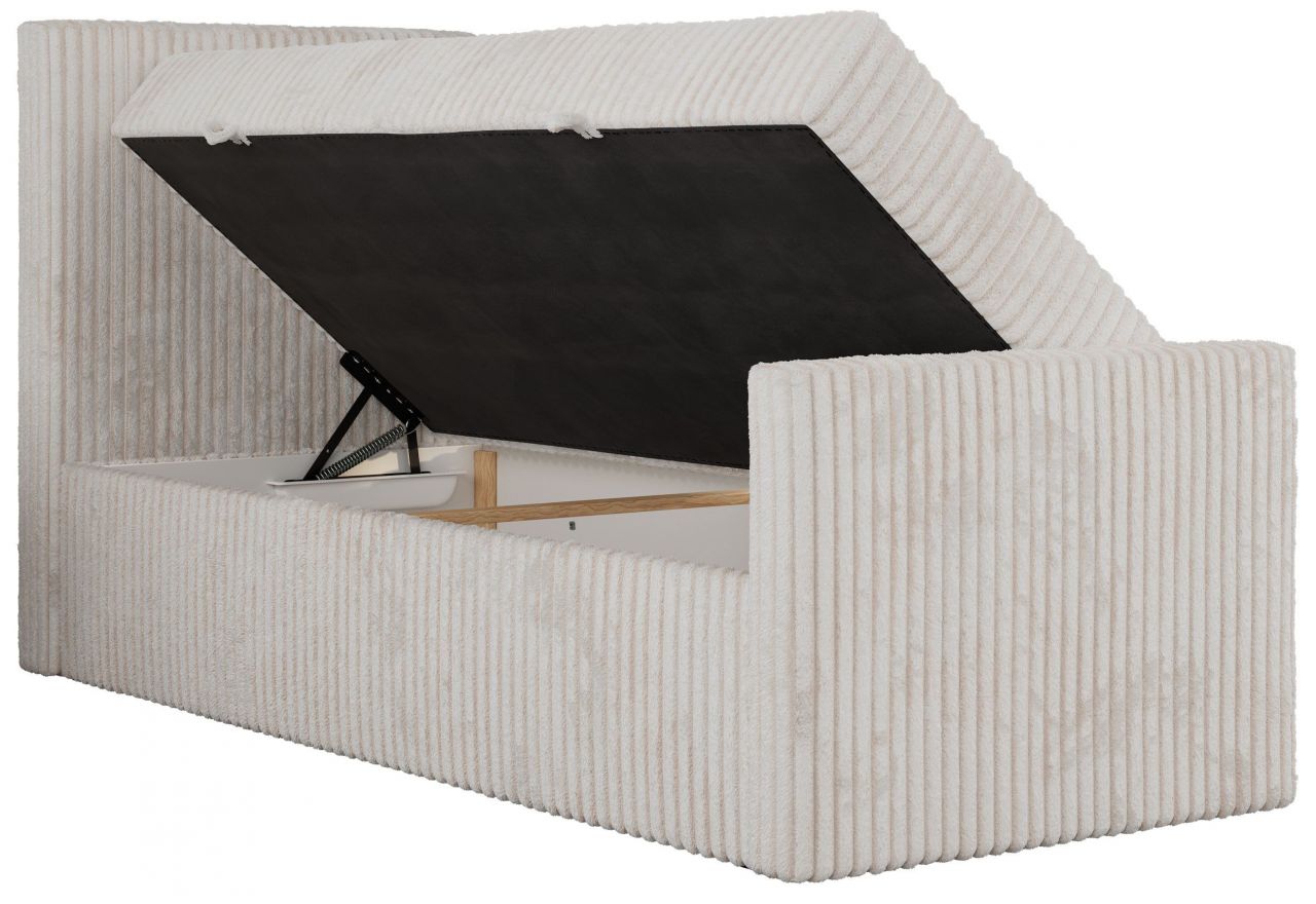 Łóżko kontynentalne TILIO DUO 90x200 - H4 - beżowy, sztruks - strona lewa