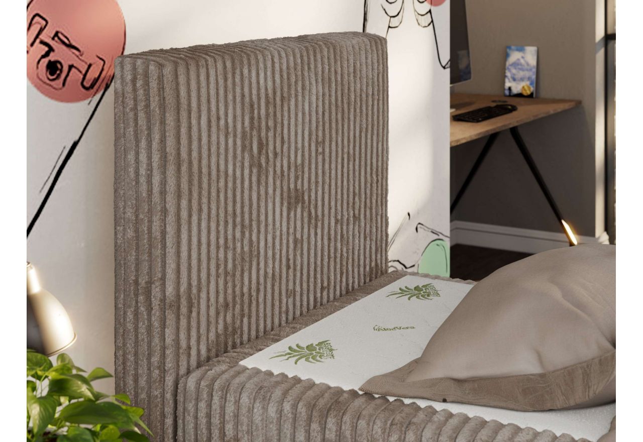 Łóżko kontynentalne TILIO DUO 90x200 - H4 - jasnobrązowy, sztruks - strona lewa