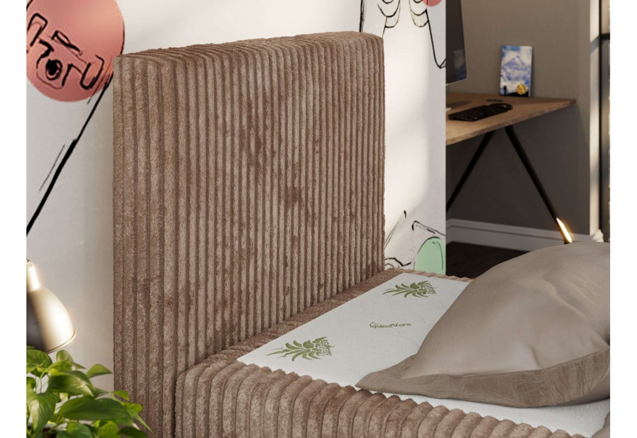 Łóżko kontynentalne TILIO DUO 90x200 - H4 - brązowy, sztruks - strona lewa