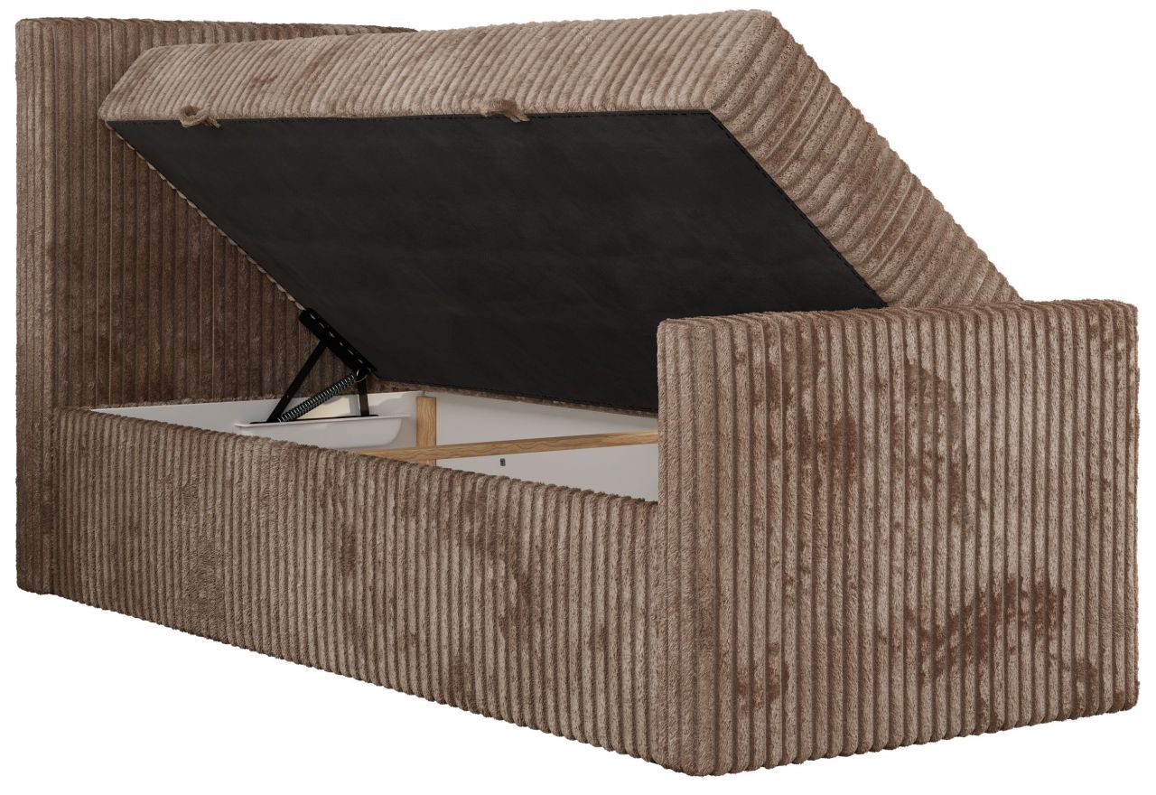 Łóżko kontynentalne TILIO DUO 90x200 - H4 - brązowy, sztruks - strona lewa