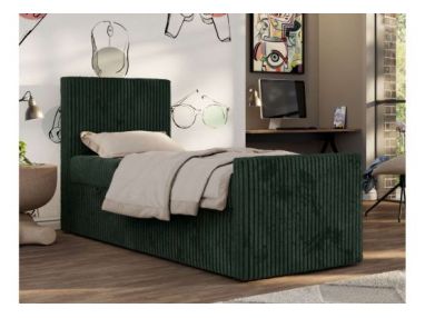 Łóżko kontynentalne TILIO DUO 90x200 - H4 - ciemnozielony, sztruks - strona lewa