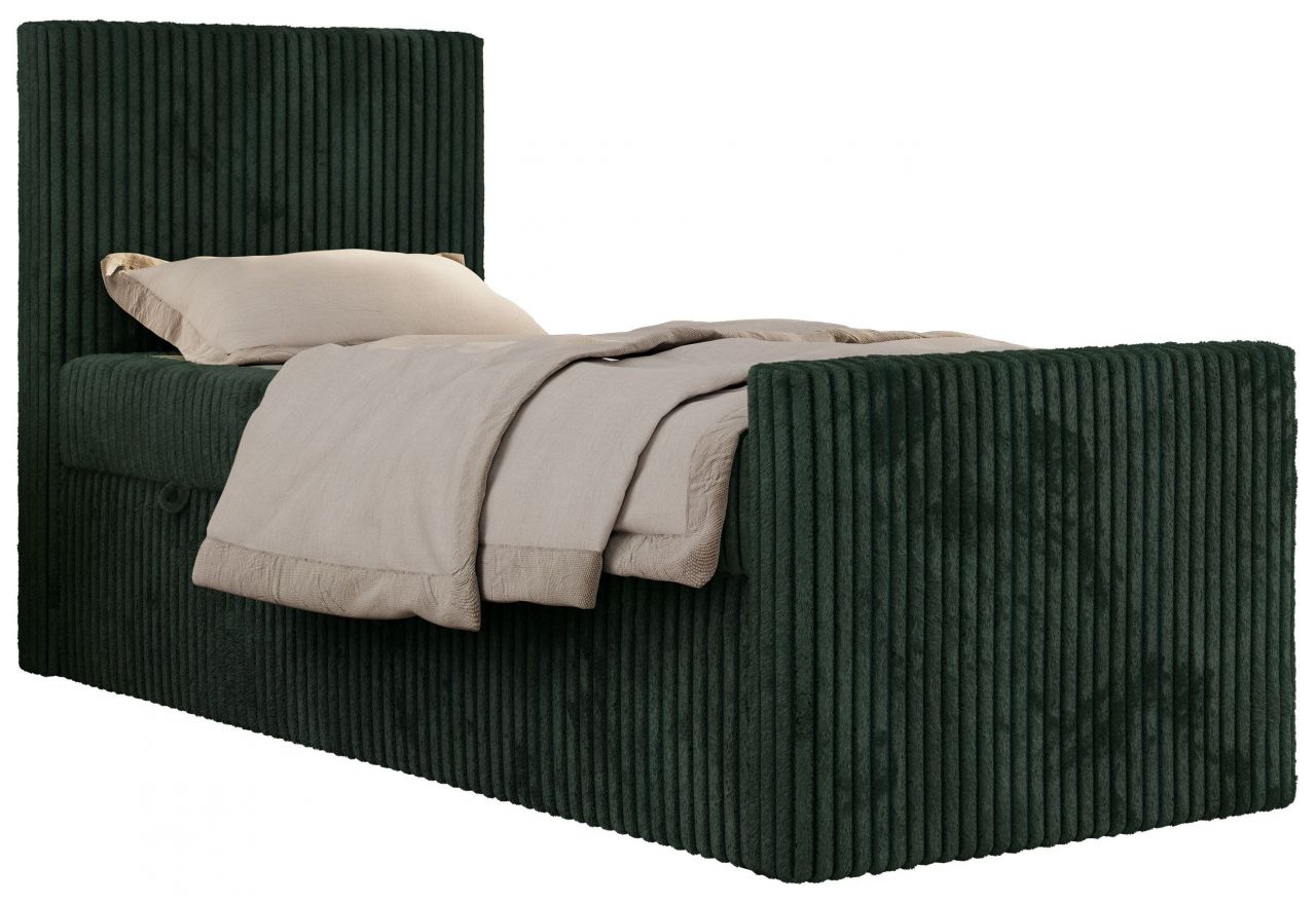 Łóżko kontynentalne TILIO DUO 90x200 - H4 - ciemnozielony, sztruks - strona lewa