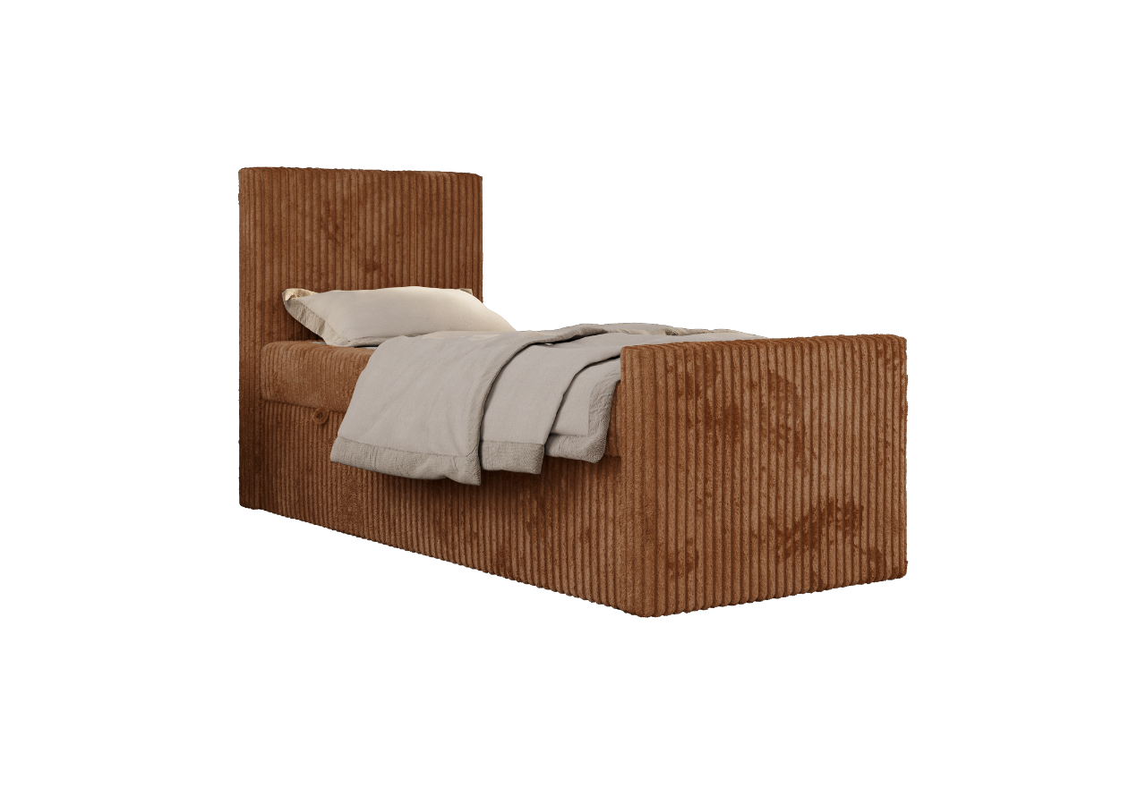 Łóżko kontynentalne TILIO DUO 90x200 - H4 - pomarańczowy, sztruks - strona lewa