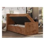 Łóżko kontynentalne TILIO DUO 90x200 - H4 - pomarańczowy, sztruks - strona lewa