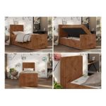 Łóżko kontynentalne TILIO DUO 90x200 - H4 - pomarańczowy, sztruks - strona lewa