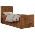 Łóżko kontynentalne TILIO DUO 90x200 - H4 - pomarańczowy, sztruks - strona lewa