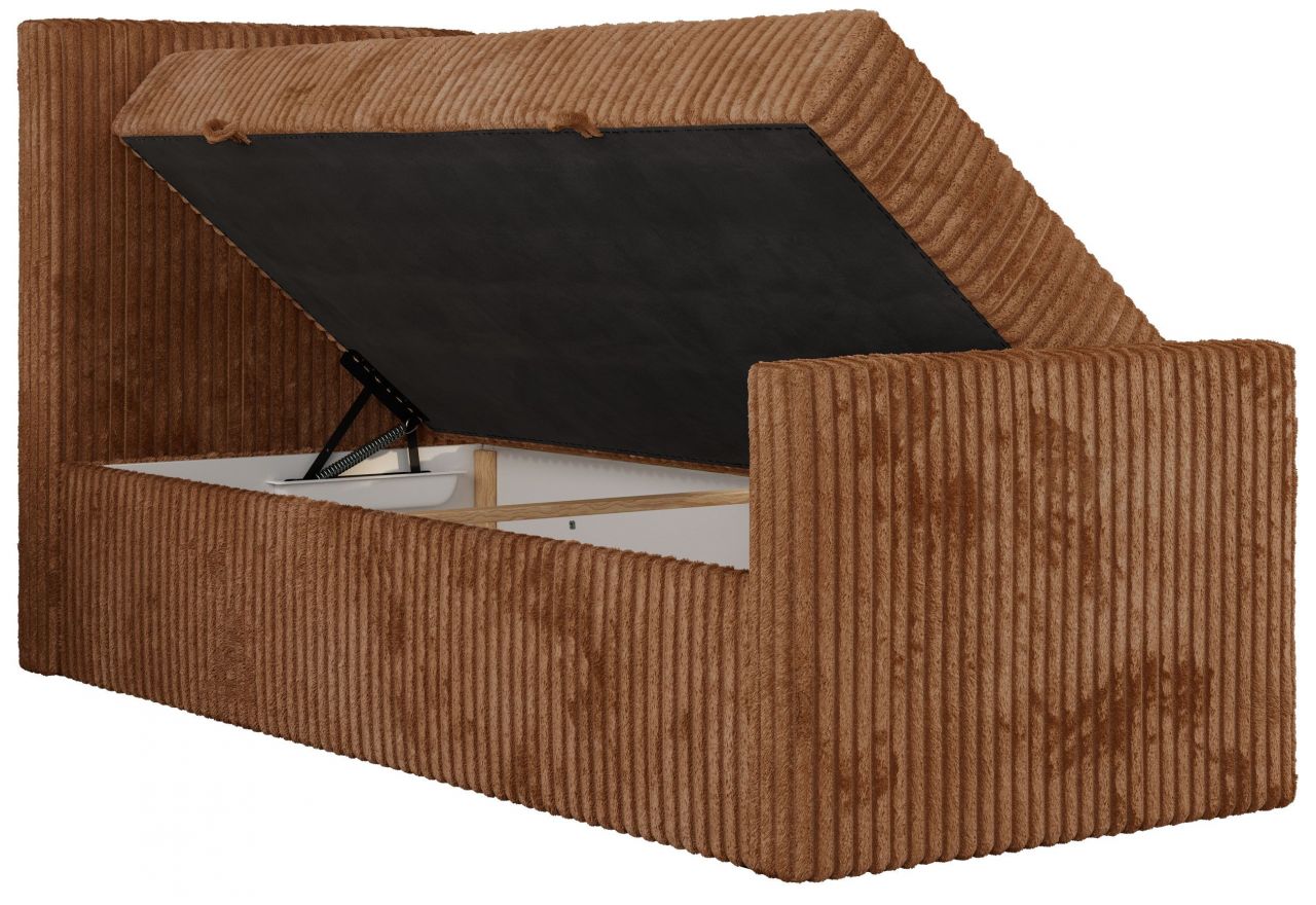 Łóżko kontynentalne TILIO DUO 90x200 - H4 - pomarańczowy, sztruks - strona lewa