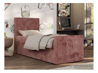 Łóżko kontynentalne TILIO DUO 90x200 - H4 - różowy, sztruks - strona lewa