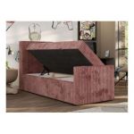 Łóżko kontynentalne TILIO DUO 90x200 - H4 - różowy, sztruks - strona lewa