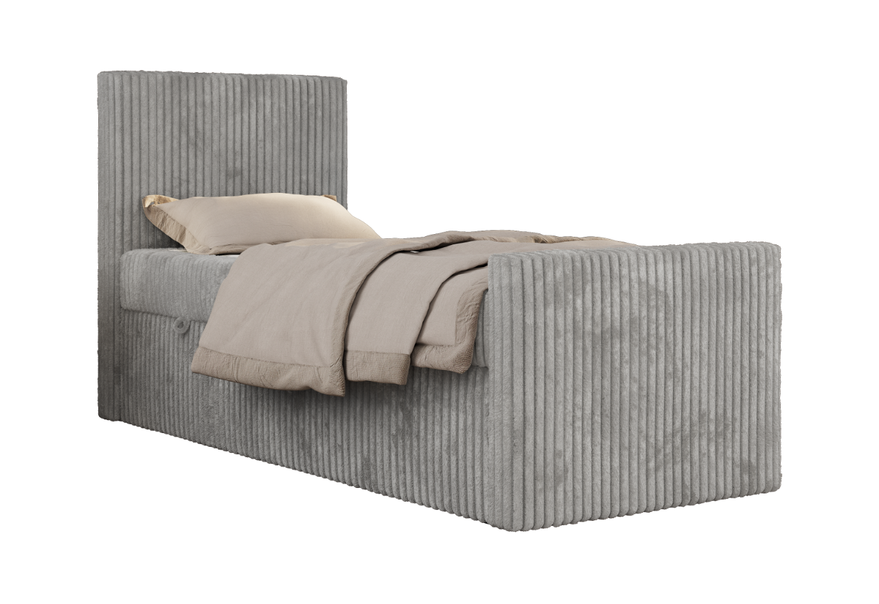 Łóżko kontynentalne TILIO DUO 90x200 - H4 - jasnoszary, sztruks - strona lewa