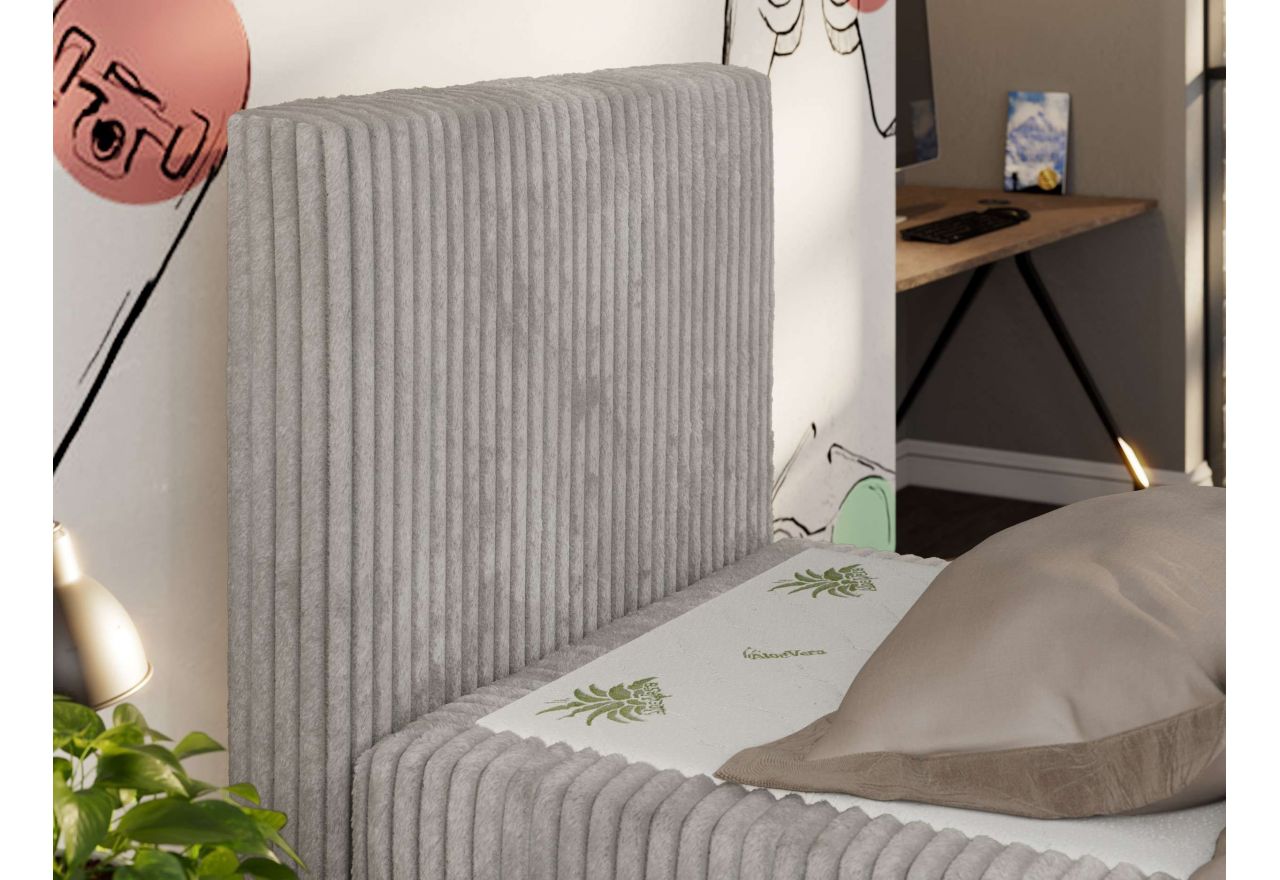 Łóżko kontynentalne TILIO DUO 90x200 - H4 - jasnoszary, sztruks - strona lewa