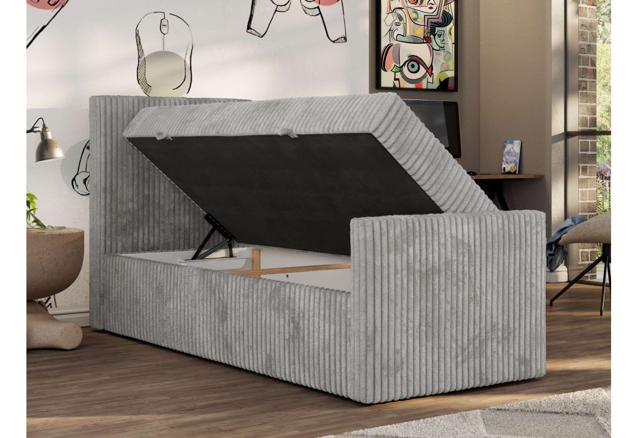 Łóżko kontynentalne TILIO DUO 90x200 - H4 - jasnoszary, sztruks - strona lewa