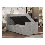 Łóżko kontynentalne TILIO DUO 90x200 - H4 - jasnoszary, sztruks - strona lewa