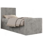 Łóżko kontynentalne TILIO DUO 90x200 - H4 - jasnoszary, sztruks - strona lewa